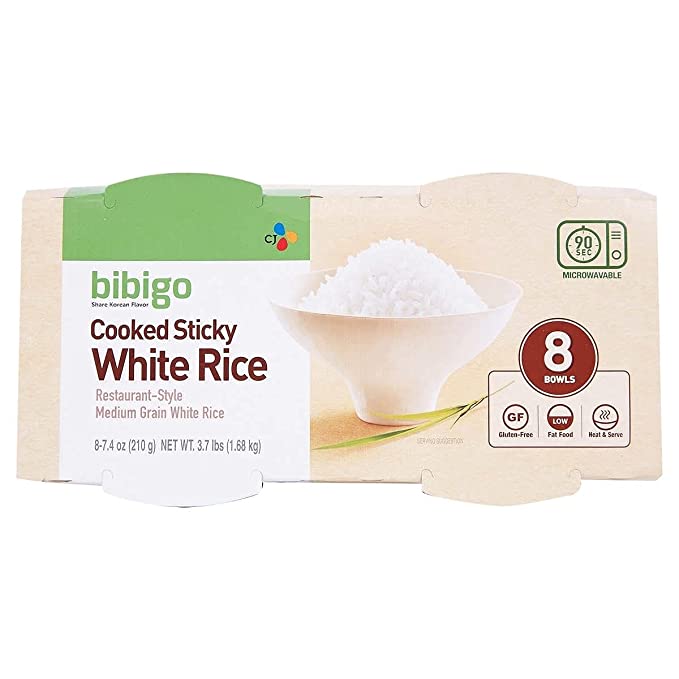  bibigo Restaurant-Style Cooked Sticky White Rice, 8 - 7.4-ounce Bowls  - 807176712276