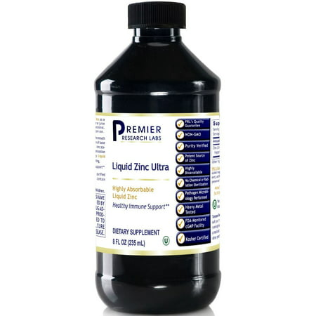 Premier Liquid Zinc 8 Fl Oz Highly Absorbable Liquid Zinc Supports Overall Well-being Non-GMO and Pure Vegan - 807735011901