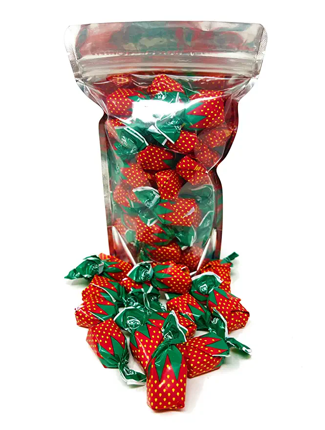  Strawberry Filled Hard Candy - 1 lbs - Classic Strawberry Flavored Bon Bons Filled with Chewy Strawberry Candy - American Vintage Candy Snack Assortment - Individually Wrapped, 16 oz.  - 808887051630