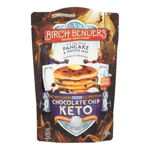  Birch Benders Griddle Cakes, Pancake Waffel Mix Chocolate Chip Keto, 10 Oz  - chocolate