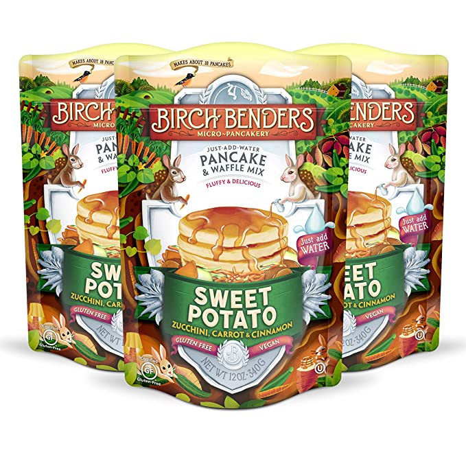  Birch Benders Sweet Potato Just-Add-Water Pancake & Waffle Mix, 3 Pack ( 12oz Each), 36 Oz  - 810001560843