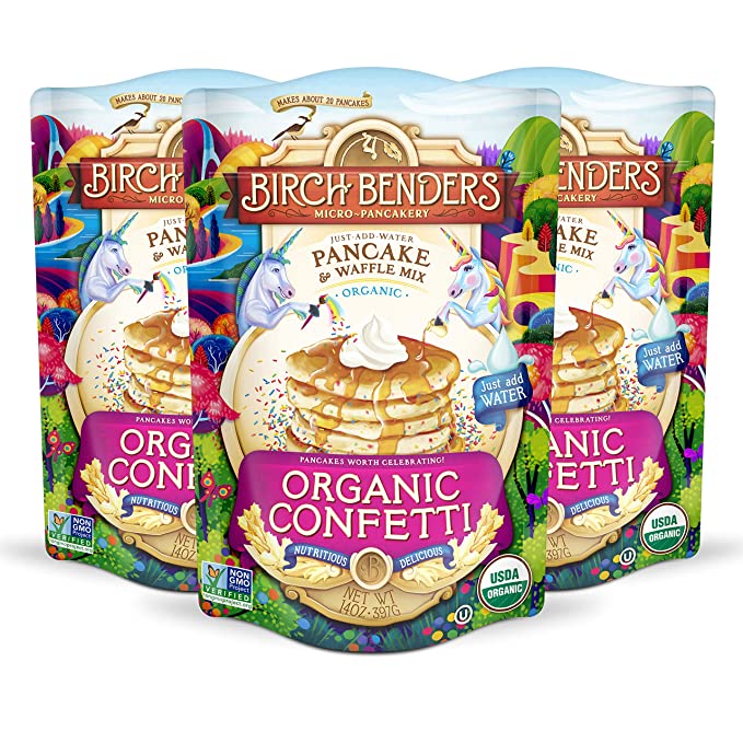  Birch Benders Organic Confetti Just-Add-Water Pancake & Waffle Mix, 3 Pack (14oz Each), 42 Oz  - 810001560850