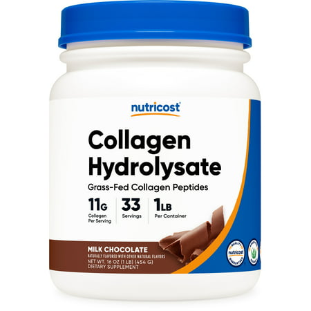 Nutricost Grass-Fed Collagen Powder 1LB (Chocolate) - Non-GMO Gluten Free Supplement - 810014670591