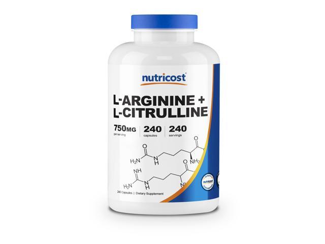 Nutricost L-Arginine L-Citrulline Complex 750mg, 240 Capsules - Non-GMO - 810014671253
