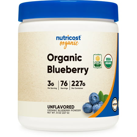 Nutricost Organic Blueberry Powder Supplement 8oz (227 Grams) - from Whole Freeze-Dried Organic Blueberries - 810014671703