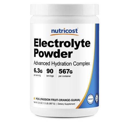 Nutricost Electrolyte Powder, Advanced Hydration Complex, 90 Servings, POG Flavored (Passion Fruit-Orange-Guava) - Non-GMO, Gluten Free - 810014671741