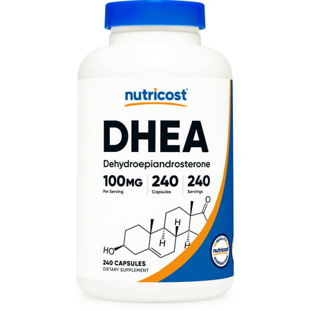 Nutricost DHEA 100mg 240 Capsules - Gluten Free Soy Free Non-GMO Supplement - 810014671772