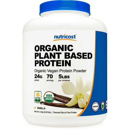 Nutricost Organic Vegan Protein Powder (Vanilla 5 lbs) - Non-GMO - 810014671871