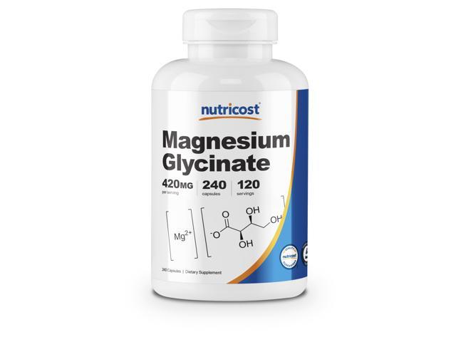 Nutricost Magnesium Glycinate 420mg, 240 Capsules - 120 Servings, Non-GMO, Gluten Free, Vegetarian Friendly (B08VW9496D) - 810014672090