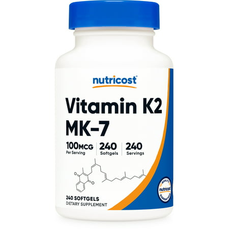 Nutricost Vitamin K2 MK-7 100mcg 240 Softgels - Gluten Free and Non-GMO Supplement - 810014672649