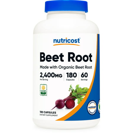 Nutricost Beet Root 2400mg 180 Capsules - Made with Organic Beet Root Superfood 60 Servings - 810014673707