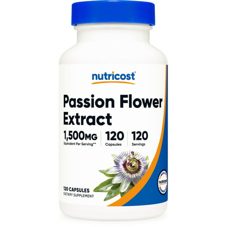 Nutricost Passion Flower Extract (1 500mg Equivalent) 120 Capsules - Gluten Free Non-GMO - 810014673950