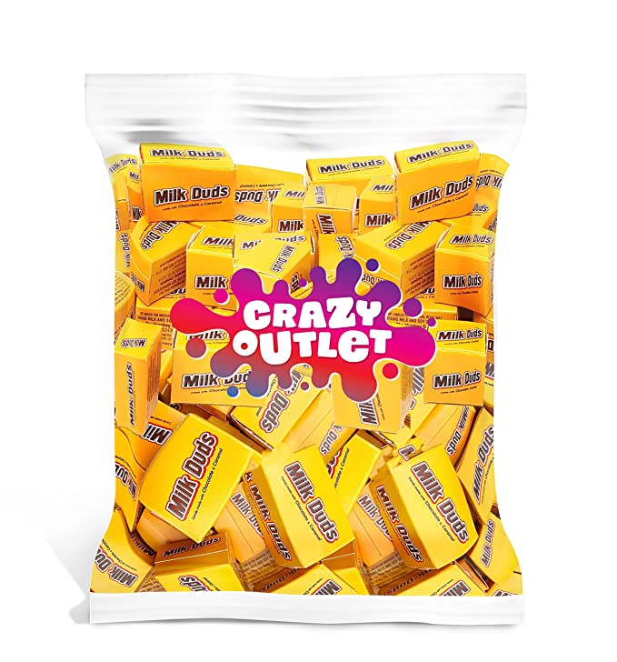  CrazyOutlet MILK DUDS Snack Size Chewy Caramel Candy, Bulk Pack, 4 Lbs  - 810020206395