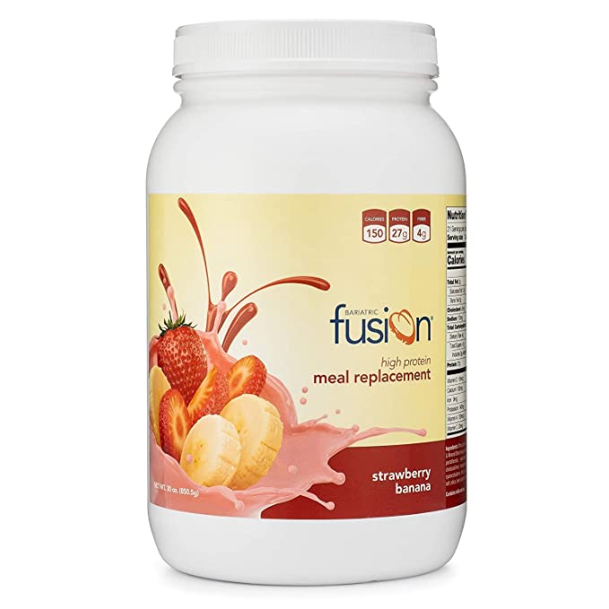 Bariatric Fusion Strawberry Banana Meal Replacement 27g Protein Powder, 21 Serving Tub for Bariatric Surgery Patients Including Gastric Bypass & Sleeve Gastrectomy - No Gluten, Aspartame or Sugar - 810030380221