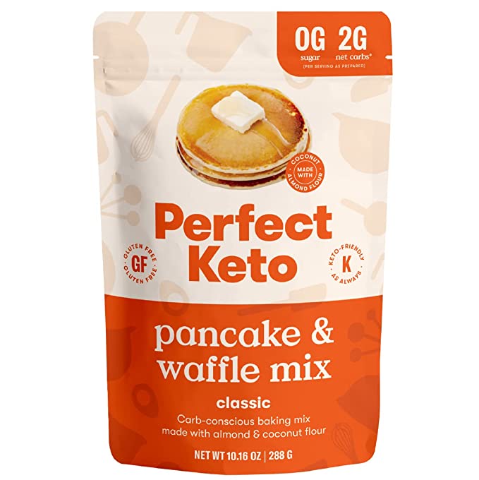Perfect Keto Pancake Baking Mix & Waffle Mix - -Keto Friendly, Diabetic, Paleo, Gluten- Free Breakfast- No Sugar Added Sweet & Treats Protein, Keto Pancake | Fluffy Low Carb Pancakes - 810031710706