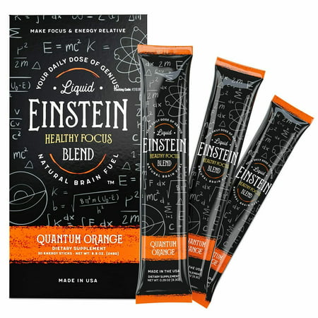 Liquid Einstein Quantum Orange (30 Count) Memory Enhancer Mental Focus & Energy Booster Multivitamins & Minerals + Antioxidant Ginkgo Biloba & Taurine - 810037741247