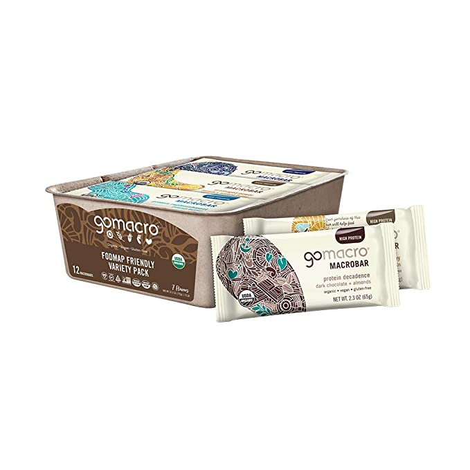  GoMacro MacroBar Organic Vegan Protein Bars - FODMAP Friendly Variety Pack (2.0-2.3 Ounce Bars, 12 Count)  - 810039910276