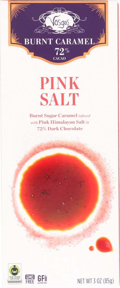 Vosges Haut: Pink Himalayan Crystal Salt Caramel Chocolate Bar, 3 oz - 0810048011599