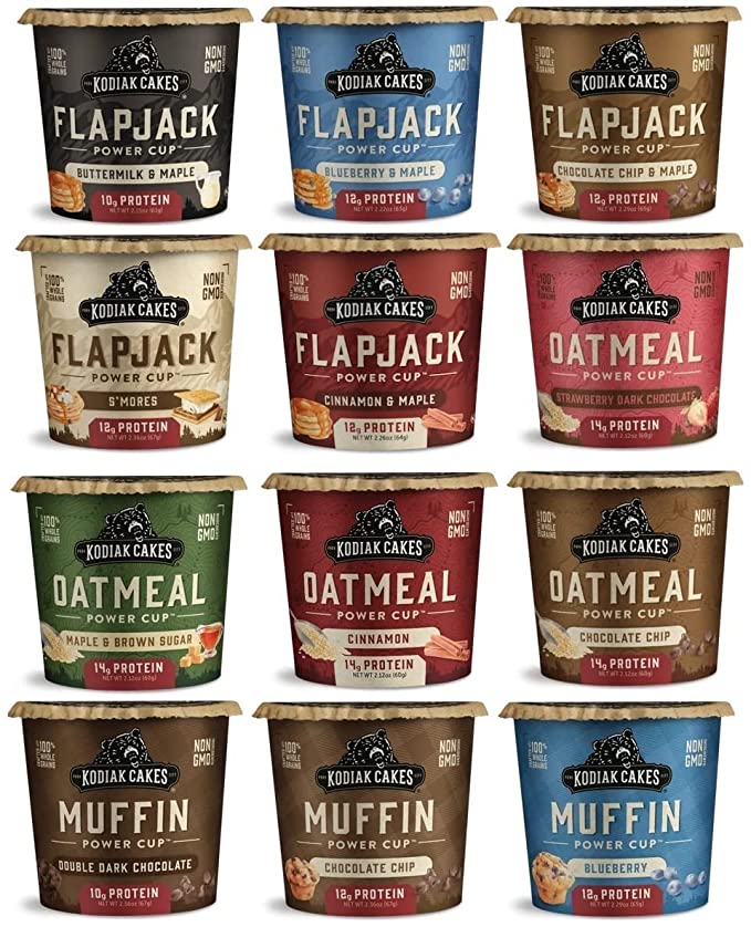 Kodiak Cakes Power Cup Variety, High Protein Oatmeal Cups, Flapjack Cups, and Muffin Cups 2.12 Ounce (Pack of 12) - with Make Your Day Stirrer - 810048485086