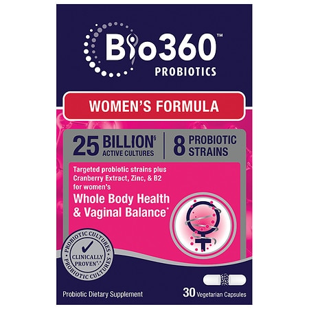 Bio360 Probiotics Women s Formula Daily Vegan Probiotic for Vaginal & Digestive Health 30 Ct - 810052330129