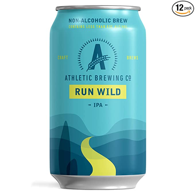  Athletic Brewing Company Craft Non-Alcoholic Beer - 12 Pack x 12 Fl Oz Cans - Run Wild IPA - Low-Calorie, Award Winning - The Ultimate Sessionable IPA Subtle Yet Complex Malt Profile  - 810061571018