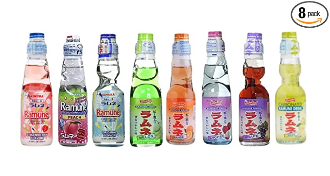 RAMUNE Japanese Soft Drink Variety, 8-Pack, 6.76 Fluid Ounce Each (
