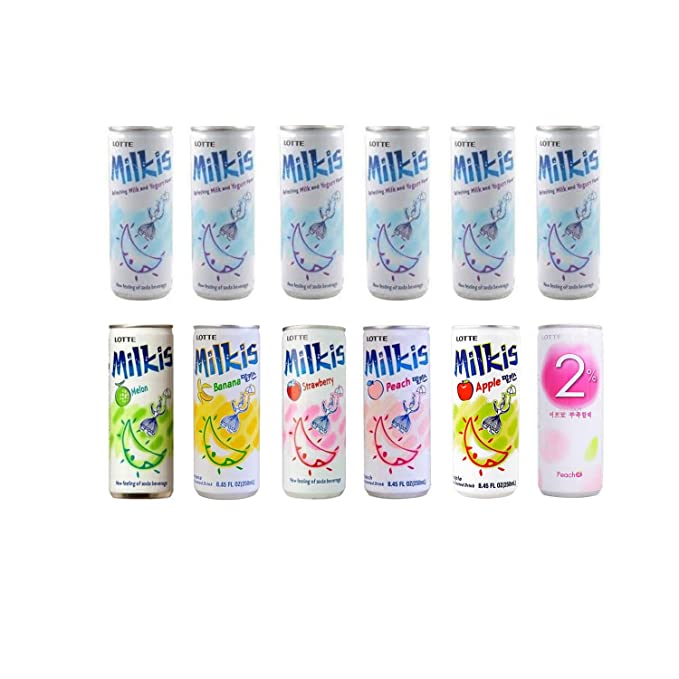 Korean Soft Drink Variety Multi-Pack by Lotte (Milkis, Chilsung Cider, 2% Peach) (Variety No 1) - 810069251264
