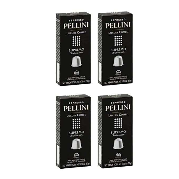  Pellini Supremo Nespresso Capsules, Luxury Coffee, Espresso, Aroma Elegante, Arabica 100%, 10 Compostable Capsules, 1.76 oz (Pack of 4)  - 810134030367