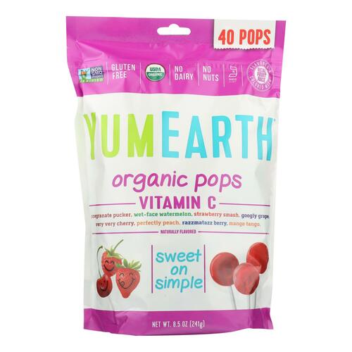 YUMEARTH: Organics, Organic Vitamin C Pops 40+ Pops, 8.5 oz - 0810165016033