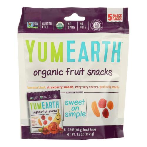 YUMEARTH ORGANICS: Organic Fruit Snacks 5 Snack Packs, 3.5 oz - 0810165016231