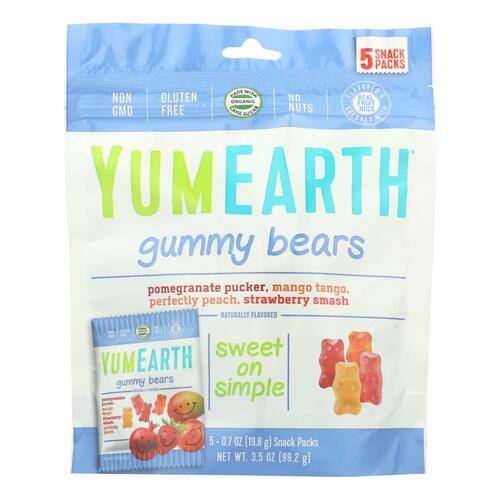 YUMEARTH ORGANICS: Gummy Bears 5 Snack Packs, 3.5 oz - 0810165016248