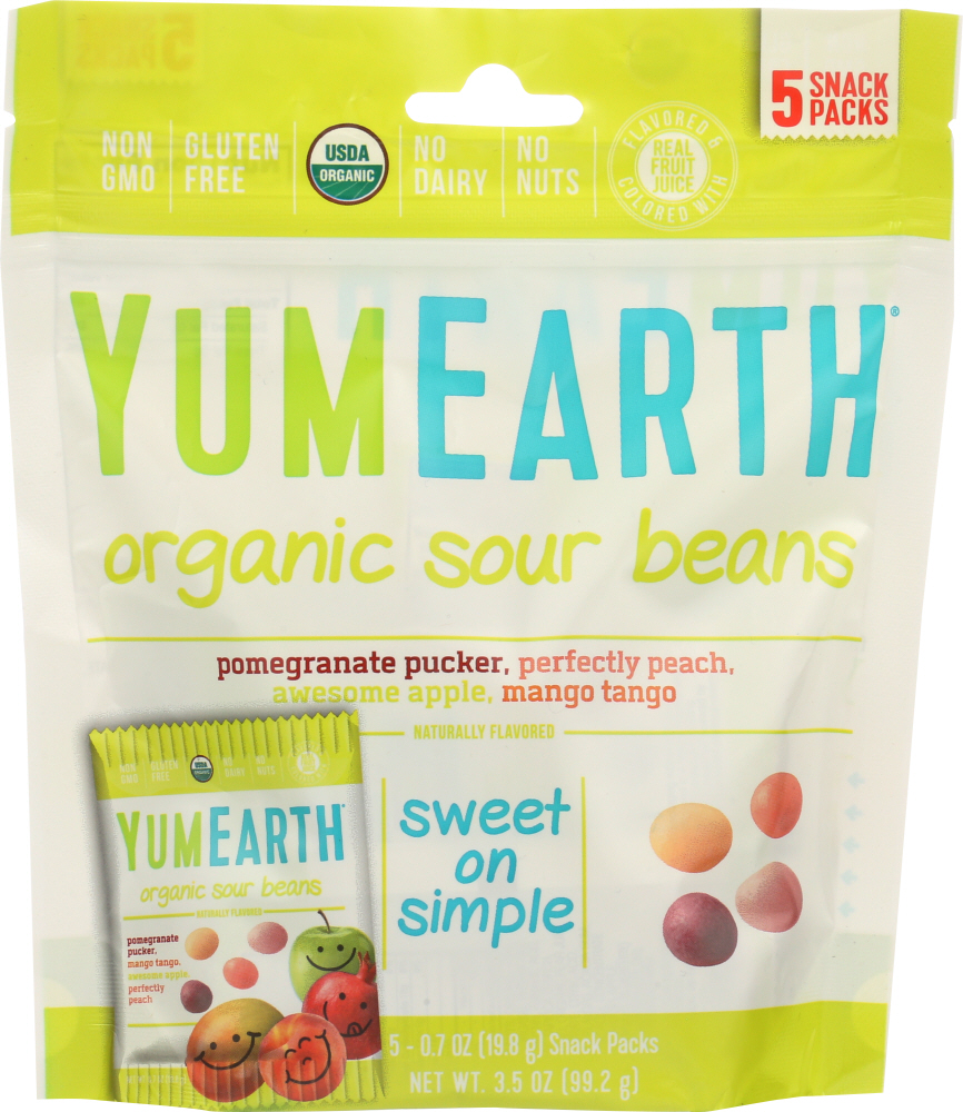 YUMEARTH: Naturals Sour Beans 5 Snack Packs, 3.5 oz - 0810165016255