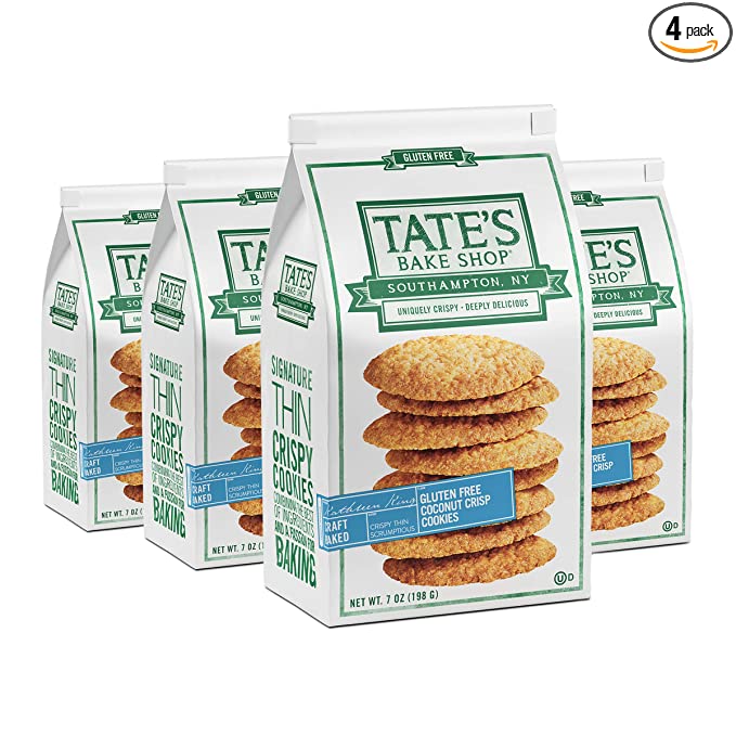  Tate's Bake Shop Gluten Free Coconut Crisp Cookies, Gluten Free Cookies, 4 - 7 oz Bags  - 810291003648