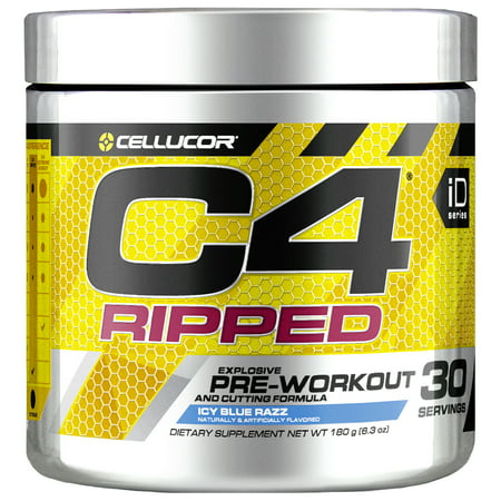 Cellucor C4 Ripped Pre Workout Powder Icy Blue Razz 30 Servings - 810390027507