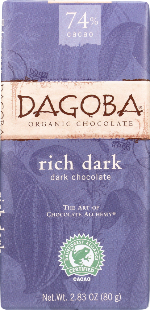 Dagoba, Organic Chocolate, Rich Dark Chocolate, Rich Dark Chocolate - 810474001690