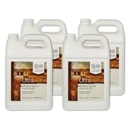 UltraCruz Pure Flax Oil Supplement for Horses and Livestock, 4 x 1 Gallon - 810500024143