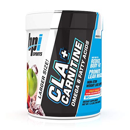 BPI Sports Cla + Carnitine - Conjugated Linoleic Acid - Weight Loss Formula - Metabolism, Performance, Lean Muscle - Caffeine Free - for Men & Women - Fruit Punch - 100 Servings - 1.5lbs Larger Size - 810516032958