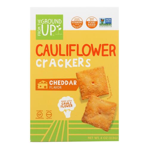 From The Ground Up - Cauliflower Crackers - Cheddar - Case Of 6 - 4 Oz. - 0810571030050