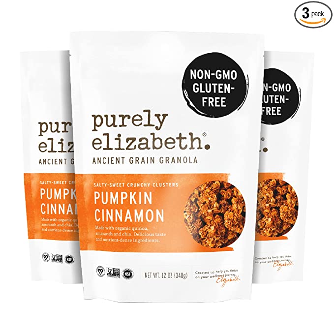 Purely Elizabeth, Pumpkin Cinnamon, Ancient Grain Granola, Gluten-Free, Non-GMO (3 Ct, 12oz Bags) - 810589030554