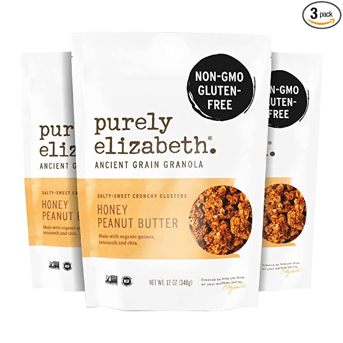 Purely Elizabeth, Honey Peanut Butter, Ancient Grain Granola, Gluten-Free (3 Ct, 12oz Bags) - 810589031520