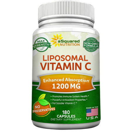 Liposomal Vitamin C - 1200mg Supplement - 180 Capsules - High Absorption Vit C Ascorbic Acid Pills - Liposome Encapsulated - Supports Immune System & Collagen Health - Non-GMO - 90 Servings - 810743030017