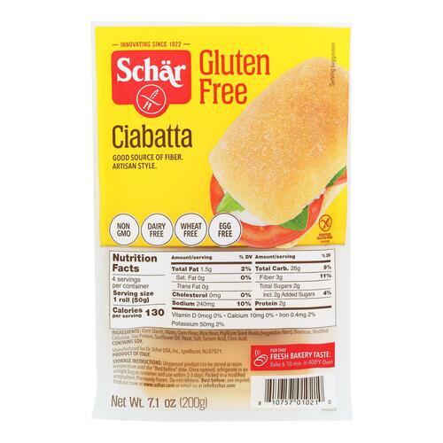 Schar - Ciabatta Gluten Free - Case Of 5-7.1 Oz - 810757010210