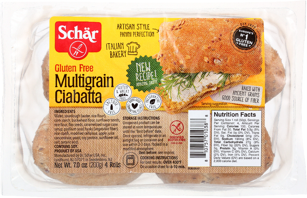 SCHAR: Bread Multigrain Ciabatta, 7 oz - 0810757010388