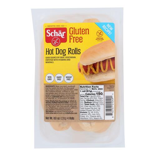 SCHAR: Gluten Free Hot Dog Rolls, 8 oz - 0810757010494