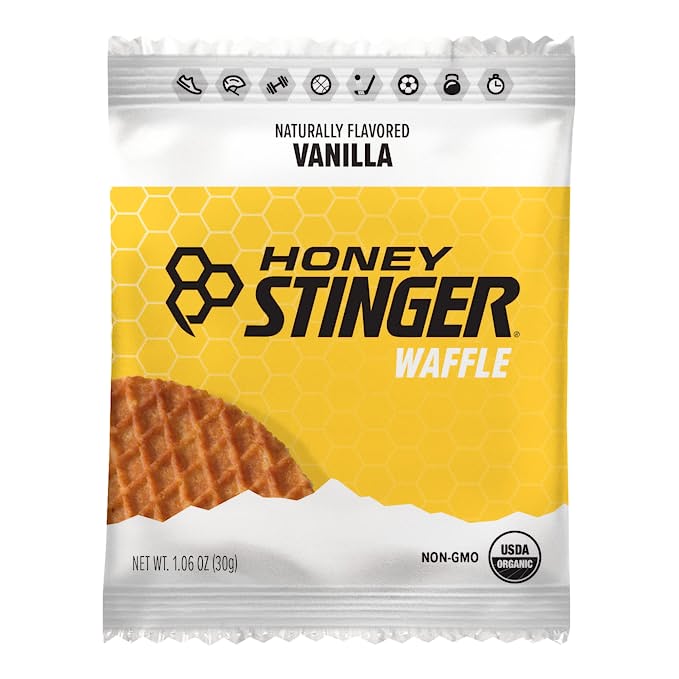 Honey Stinger Organic Vanilla Waffle | Energy Stroopwafel for Exercise, Endurance and Performance | Sports Nutrition for Home & Gym, Pre and Post Workout | Box of 6 Waffles, 6.36 Ounce  - 810815025224