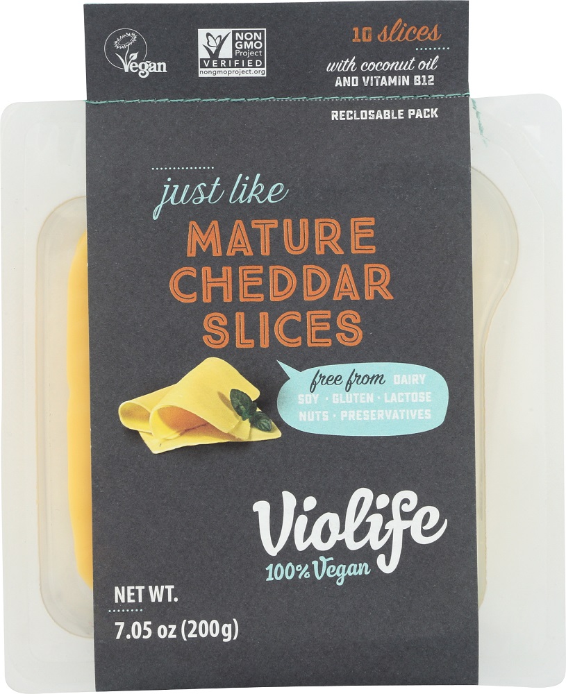 VIOLIFE: Just Like Mature Cheddar Slices Cheese, 7.05 oz - 0810934030109