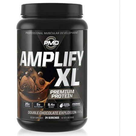 PMD Sports Amplify XL Premium Whey Protein Supplement Hydro Greens Blend - Glutamine and Whey Protein Matrix with Superfood for Muscle Strength and Recovery - Double Chocolate Explosion (24 Servings) - 811020902218