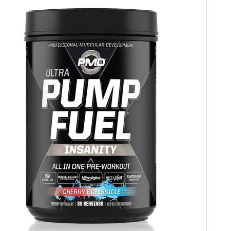 PMD Sports Ultra Pump Fuel Insanity - Pre Workout Drink Mix For Energy, Strength, Endurance, Muscle Pumps And Recovery - Complex Carbohydrates And Amino Energy - Cherry Bombsicle (30 Servings) - 811020910831