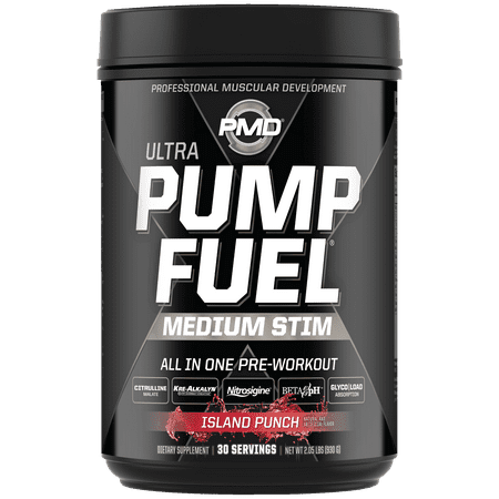 PMD Sports Ultra Pump Fuel - Pre Workout Drink Mix - Energy Strength Endurance Muscle Pumps and Recovery - Complex Carbohydrates and Amino Energy - Island Punch (30 Servings) - 811020910848