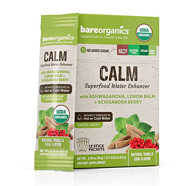  BareOrganics On-The-go 12ct Calm Blend (Superfood Water Enhancer)  - 811079032522